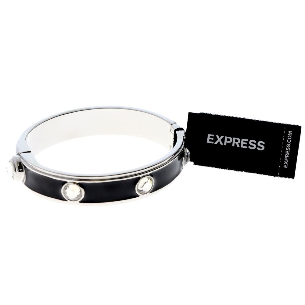 Magnetic clasp Cuff-Bracelet Silver-Tone/Black NWT